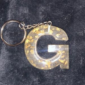 G Clear with gold leaf resin keychain